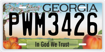 GA license plate PWM3426