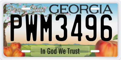 GA license plate PWM3496