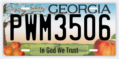 GA license plate PWM3506