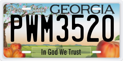 GA license plate PWM3520