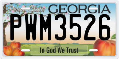 GA license plate PWM3526