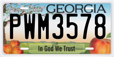 GA license plate PWM3578