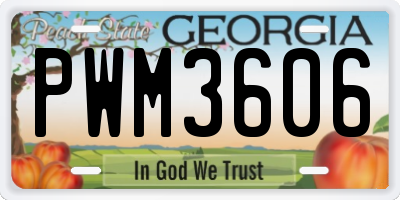 GA license plate PWM3606