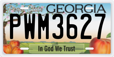 GA license plate PWM3627