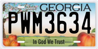 GA license plate PWM3634