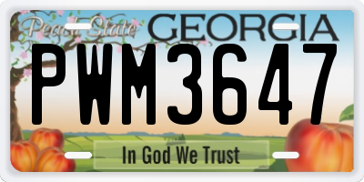 GA license plate PWM3647