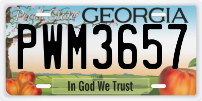 GA license plate PWM3657
