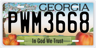 GA license plate PWM3668