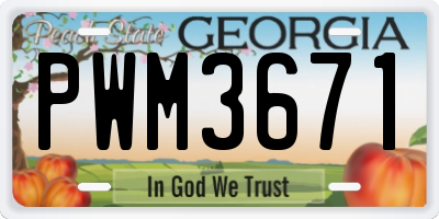 GA license plate PWM3671