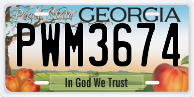 GA license plate PWM3674