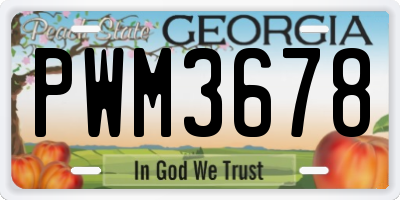 GA license plate PWM3678