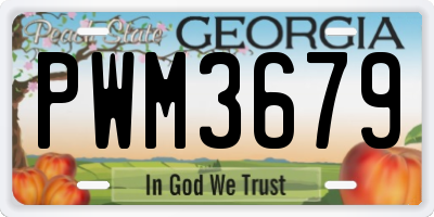 GA license plate PWM3679