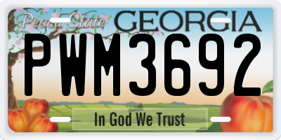 GA license plate PWM3692