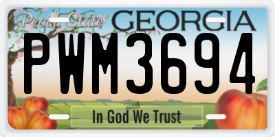 GA license plate PWM3694