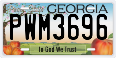 GA license plate PWM3696