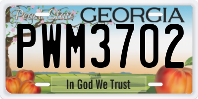 GA license plate PWM3702