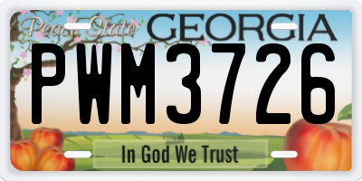 GA license plate PWM3726