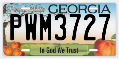 GA license plate PWM3727