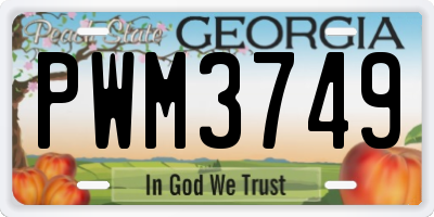 GA license plate PWM3749