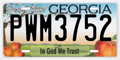 GA license plate PWM3752