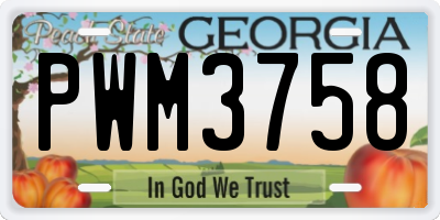 GA license plate PWM3758