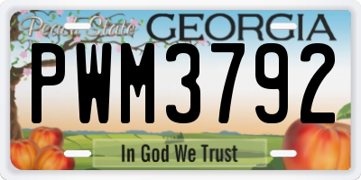 GA license plate PWM3792