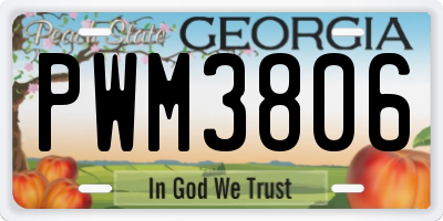 GA license plate PWM3806
