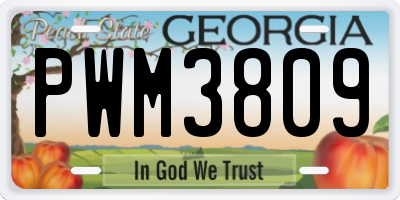 GA license plate PWM3809