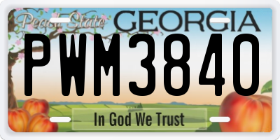 GA license plate PWM3840