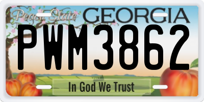 GA license plate PWM3862