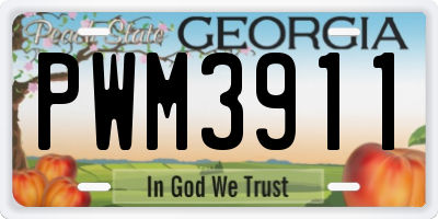 GA license plate PWM3911