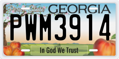 GA license plate PWM3914