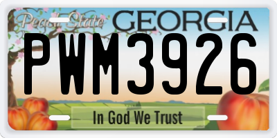 GA license plate PWM3926