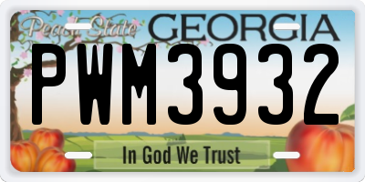 GA license plate PWM3932