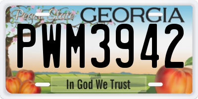 GA license plate PWM3942