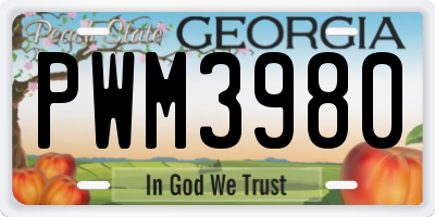 GA license plate PWM3980