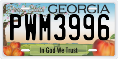 GA license plate PWM3996