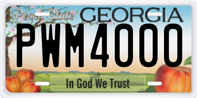 GA license plate PWM4000