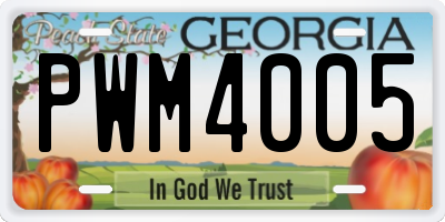 GA license plate PWM4005