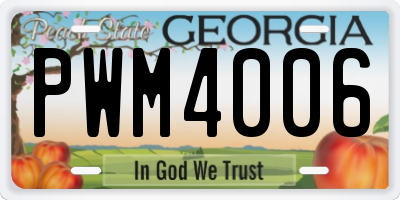 GA license plate PWM4006