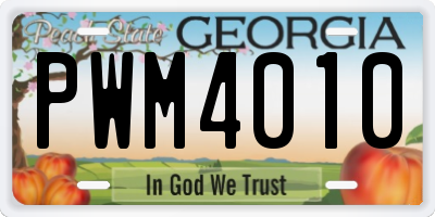 GA license plate PWM4010