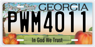 GA license plate PWM4011