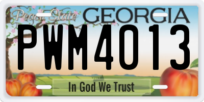 GA license plate PWM4013
