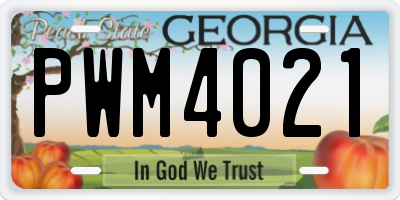 GA license plate PWM4021