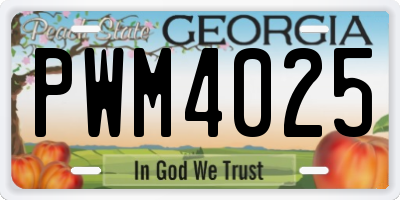 GA license plate PWM4025