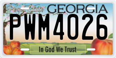 GA license plate PWM4026