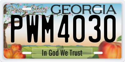 GA license plate PWM4030