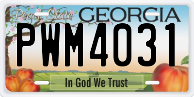 GA license plate PWM4031