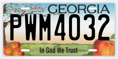 GA license plate PWM4032