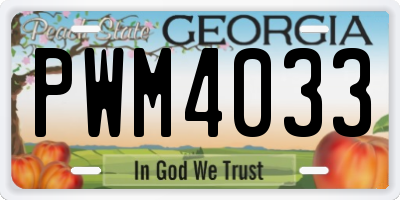 GA license plate PWM4033
